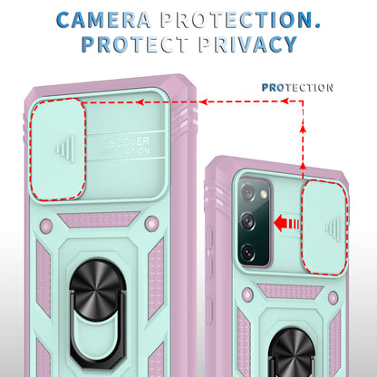 Camera Slider Design 3-in-1 TPU + PC + Metal Phone Cover Case for Samsung Galaxy S20 FE 2022/S20 FE 4G/S20 FE 5G/S20 Lite