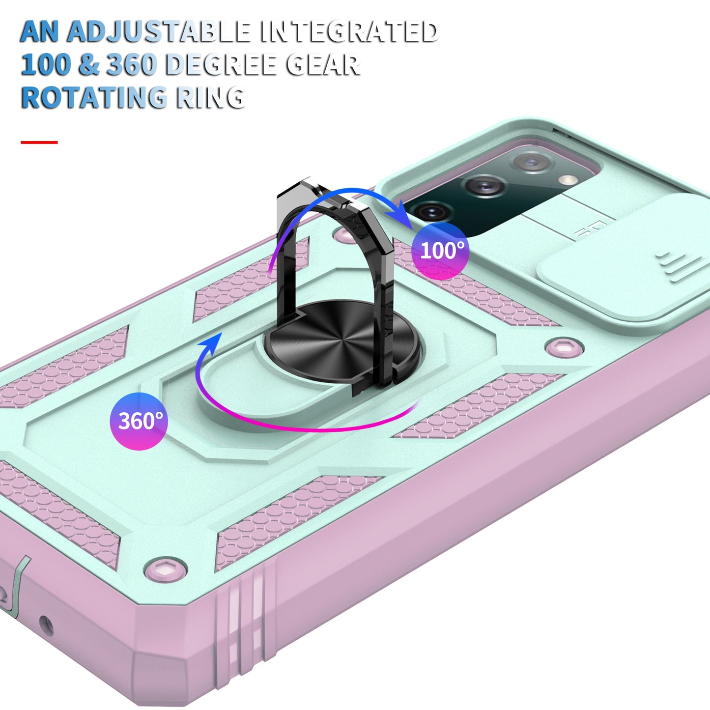 Camera Slider Design 3-in-1 TPU + PC + Metal Phone Cover Case for Samsung Galaxy S20 FE 2022/S20 FE 4G/S20 FE 5G/S20 Lite