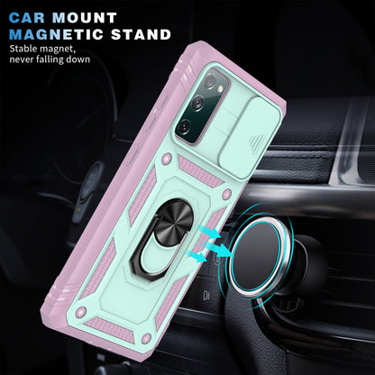 Camera Slider Design 3-in-1 TPU + PC + Metal Phone Cover Case for Samsung Galaxy S20 FE 2022/S20 FE 4G/S20 FE 5G/S20 Lite