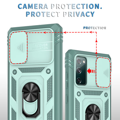 Camera Slider Design 3-in-1 TPU + PC + Metal Phone Cover Case for Samsung Galaxy S20 FE 2022/S20 FE 4G/S20 FE 5G/S20 Lite