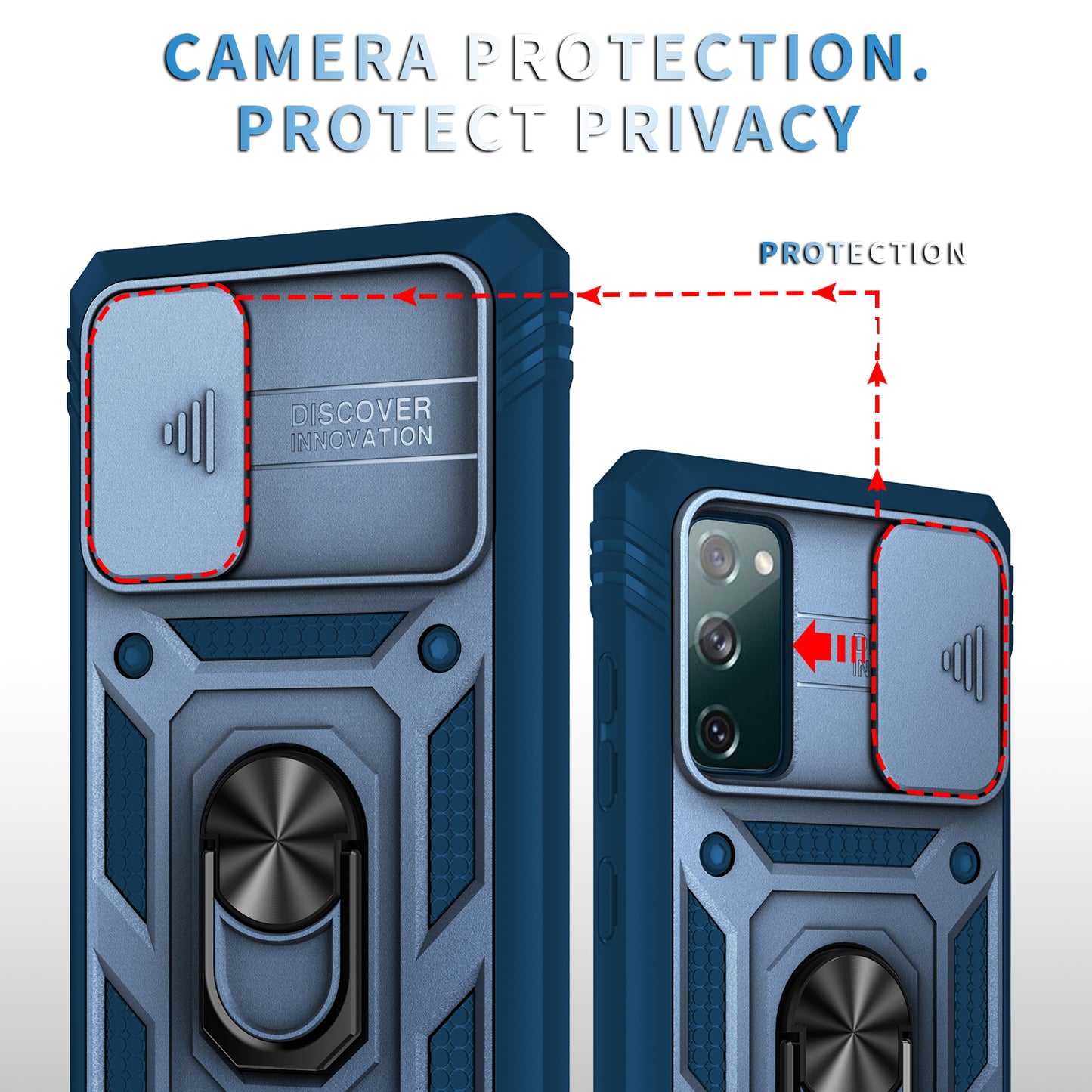 Camera Slider Design 3-in-1 TPU + PC + Metal Phone Cover Case for Samsung Galaxy S20 FE 2022/S20 FE 4G/S20 FE 5G/S20 Lite