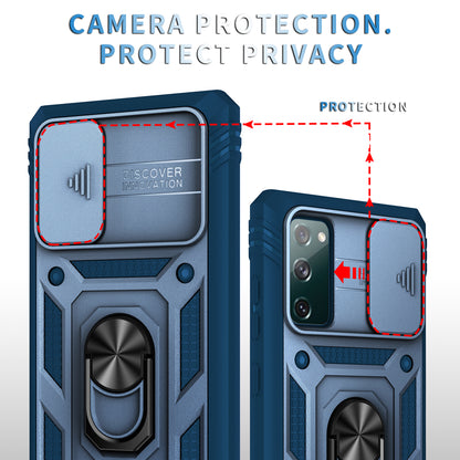 Camera Slider Design 3-in-1 TPU + PC + Metal Phone Cover Case for Samsung Galaxy S20 FE 2022/S20 FE 4G/S20 FE 5G/S20 Lite