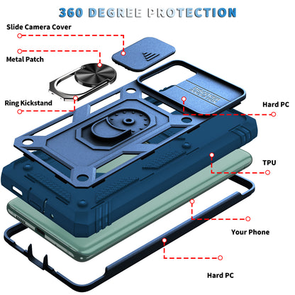 Camera Slider Design 3-in-1 TPU + PC + Metal Phone Cover Case for Samsung Galaxy S20 FE 2022/S20 FE 4G/S20 FE 5G/S20 Lite