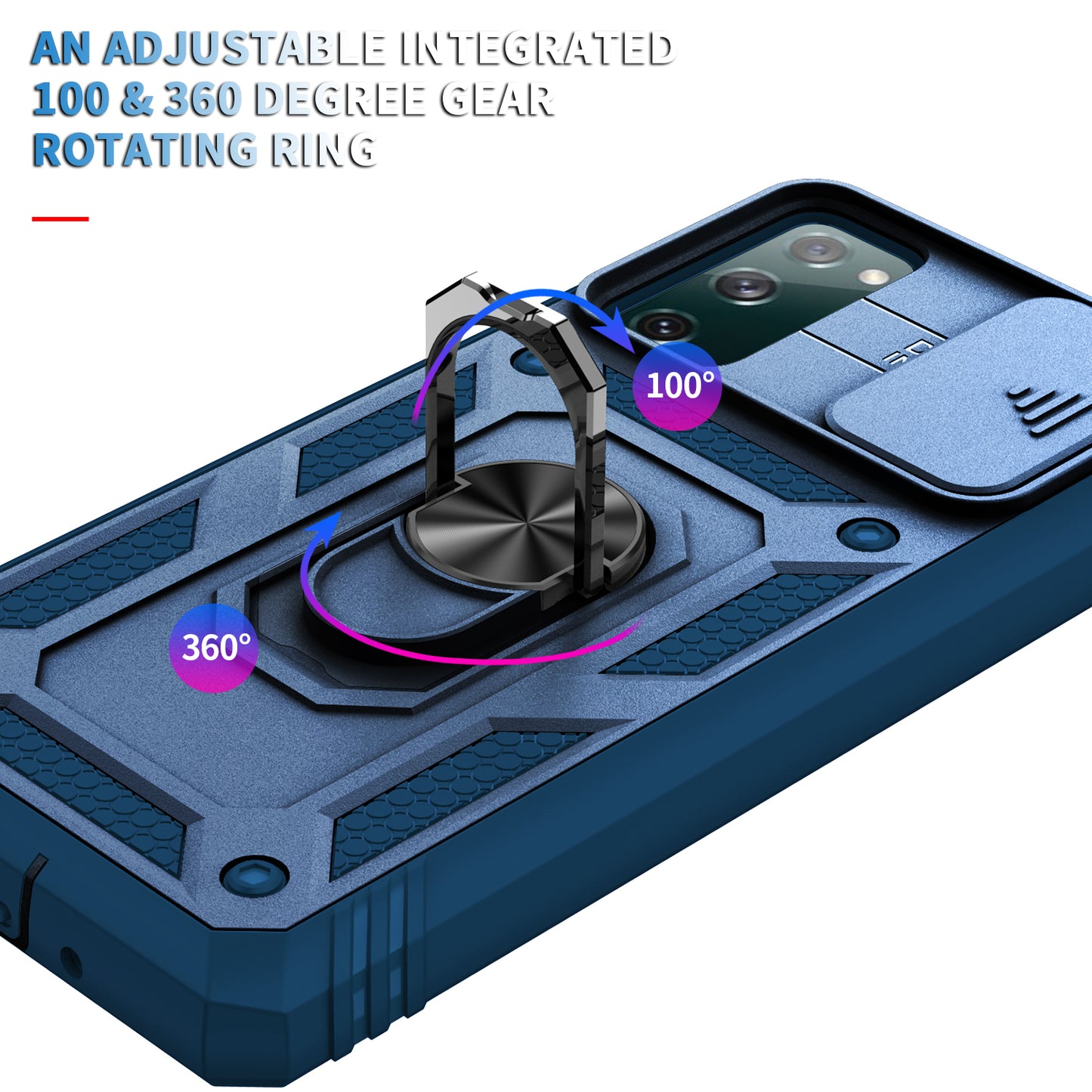 Camera Slider Design 3-in-1 TPU + PC + Metal Phone Cover Case for Samsung Galaxy S20 FE 2022/S20 FE 4G/S20 FE 5G/S20 Lite