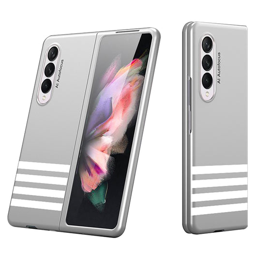 GKK Pattern Printed Ultra Light Slim Stylish Bare Metal Feel PC Folding Screen Phone Case with Lanyard Hole for Samsung Galaxy Z Fold3 5G