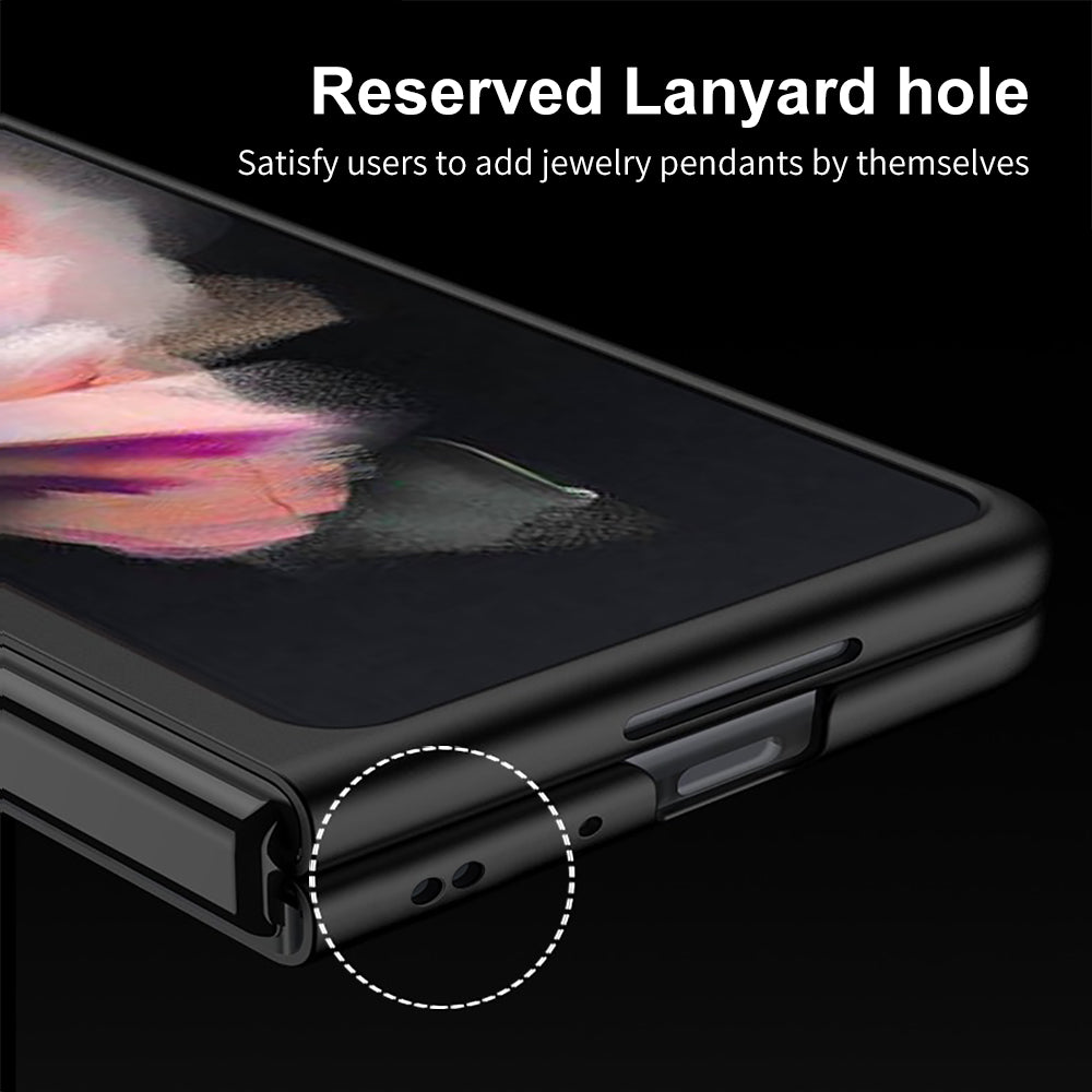GKK Pattern Printed Ultra Light Slim Stylish Bare Metal Feel PC Folding Screen Phone Case with Lanyard Hole for Samsung Galaxy Z Fold3 5G