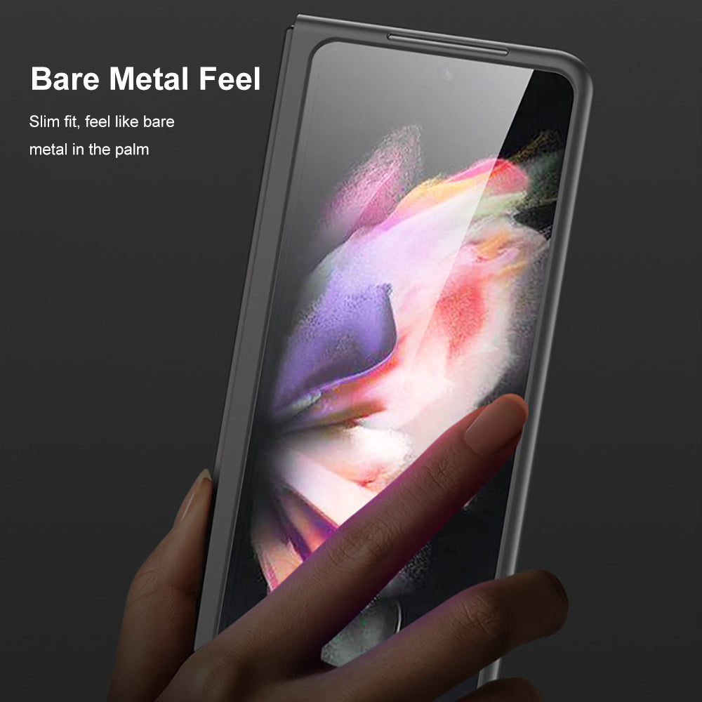 GKK Pattern Printed Ultra Light Slim Stylish Bare Metal Feel PC Folding Screen Phone Case with Lanyard Hole for Samsung Galaxy Z Fold3 5G