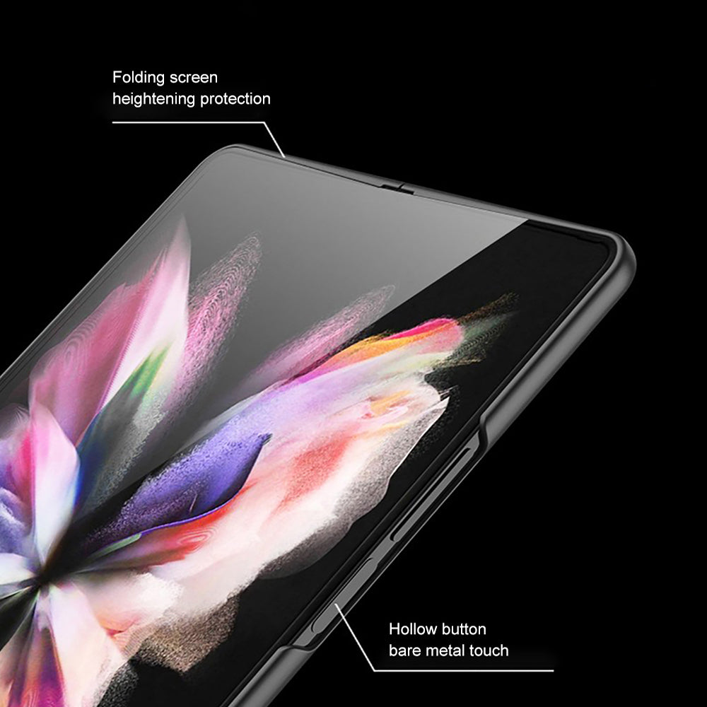 GKK Pattern Printed Ultra Light Slim Stylish Bare Metal Feel PC Folding Screen Phone Case with Lanyard Hole for Samsung Galaxy Z Fold3 5G