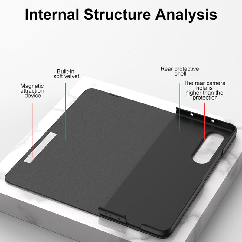 GKK For Samsung Galaxy Z Fold3 5G Pattern Printing PU Leather Coated PC+Tempered Glass Flip Stand Phone Case