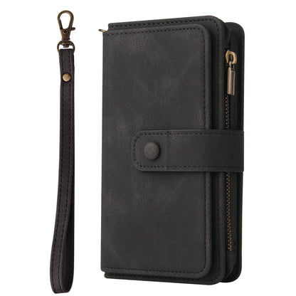 KT Multi-functional Series-2 Multiple Card Slots Hands-free Stand Mobile Phone Flip Cover for Samsung Galaxy A52s 5G/A52 4G/5G, Skin-touch Feel Leather Case with Zipper Pocket
