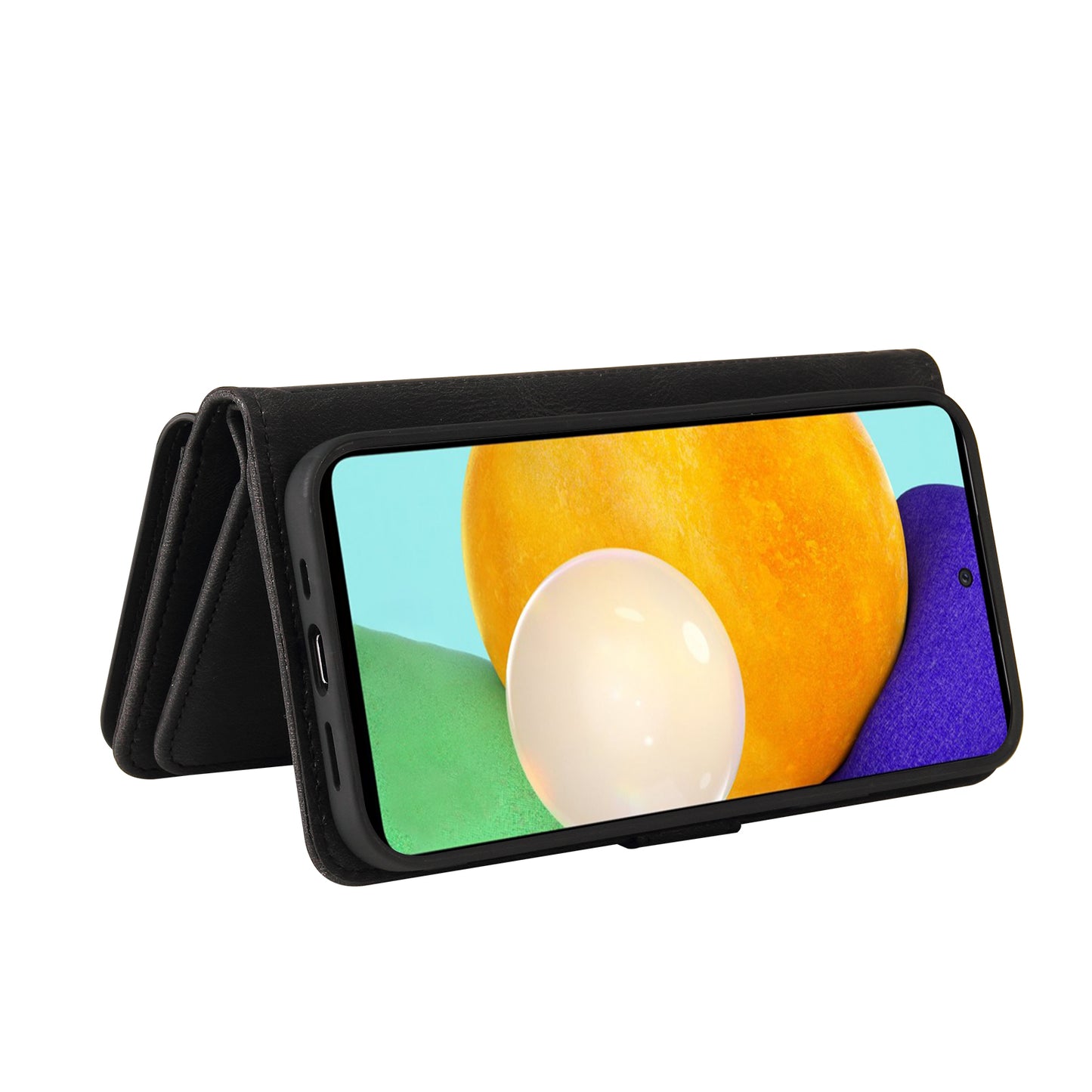 KT Multi-functional Series-2 Multiple Card Slots Hands-free Stand Mobile Phone Flip Cover for Samsung Galaxy A52s 5G/A52 4G/5G, Skin-touch Feel Leather Case with Zipper Pocket