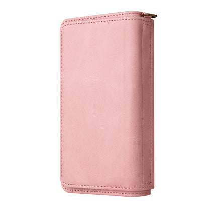 KT Multi-functional Series-2 Multiple Card Slots Hands-free Stand Mobile Phone Flip Cover for Samsung Galaxy A52s 5G/A52 4G/5G, Skin-touch Feel Leather Case with Zipper Pocket
