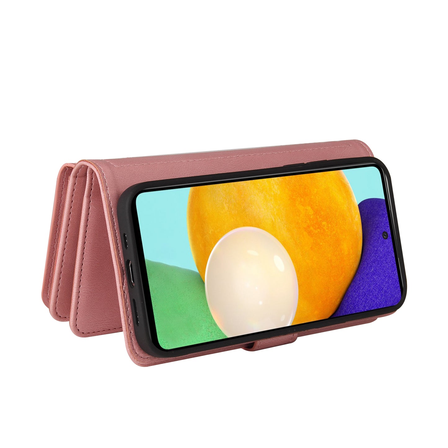 KT Multi-functional Series-2 Multiple Card Slots Hands-free Stand Mobile Phone Flip Cover for Samsung Galaxy A52s 5G/A52 4G/5G, Skin-touch Feel Leather Case with Zipper Pocket