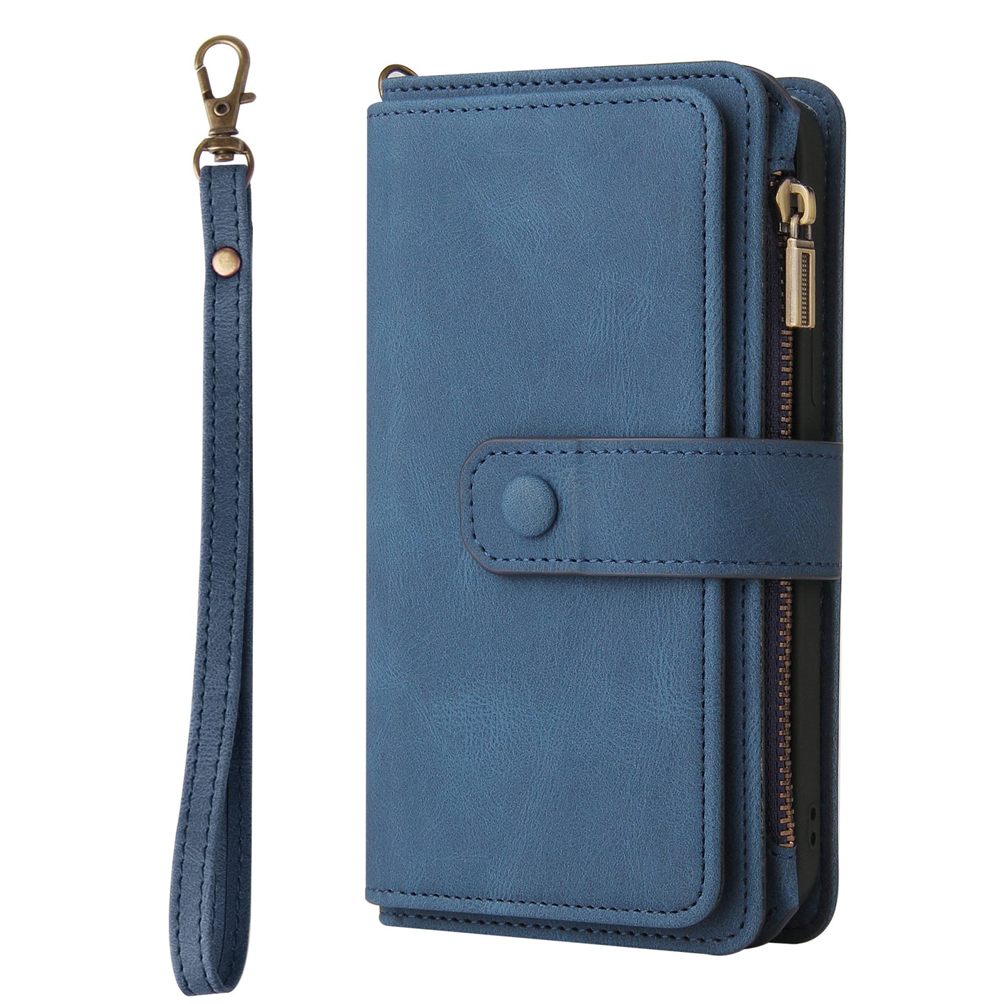 KT Multi-functional Series-2 Multiple Card Slots Hands-free Stand Mobile Phone Flip Cover for Samsung Galaxy A52s 5G/A52 4G/5G, Skin-touch Feel Leather Case with Zipper Pocket