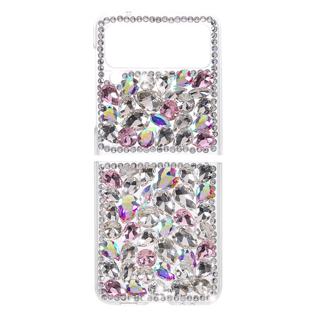 2-Piece Design Rhinestone Decoration Hard PC Cover Shell for Samsung Galaxy Z Flip3 5G