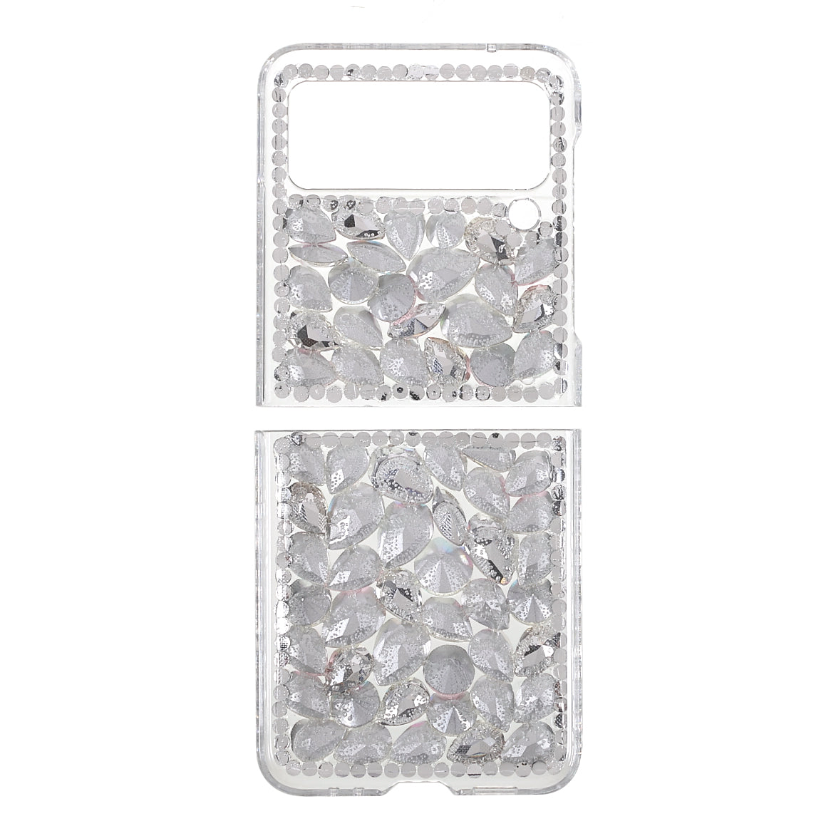 2-Piece Design Rhinestone Decoration Hard PC Cover Shell for Samsung Galaxy Z Flip3 5G