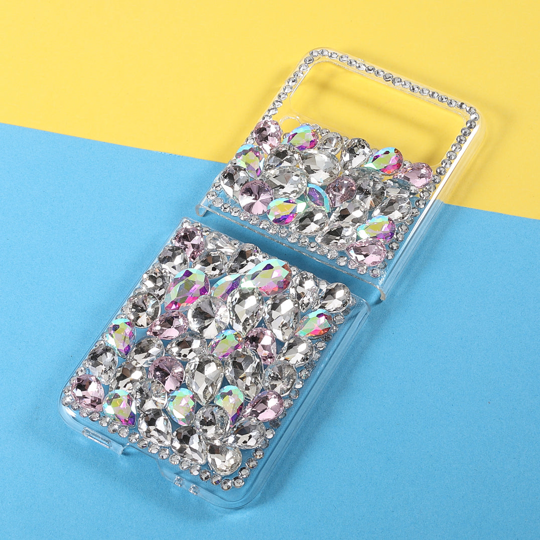 2-Piece Design Rhinestone Decoration Hard PC Cover Shell for Samsung Galaxy Z Flip3 5G