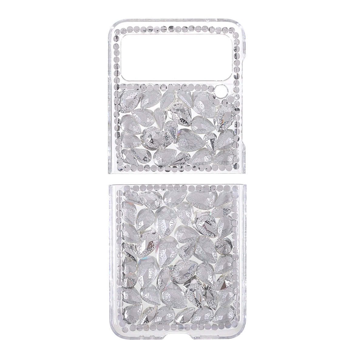 2-Piece Design Rhinestone Decoration Hard PC Cover Shell for Samsung Galaxy Z Flip3 5G