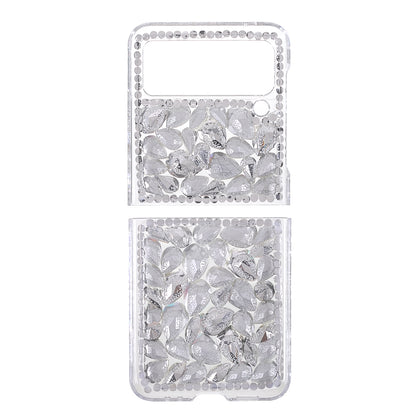 2-Piece Design Rhinestone Decoration Hard PC Cover Shell for Samsung Galaxy Z Flip3 5G