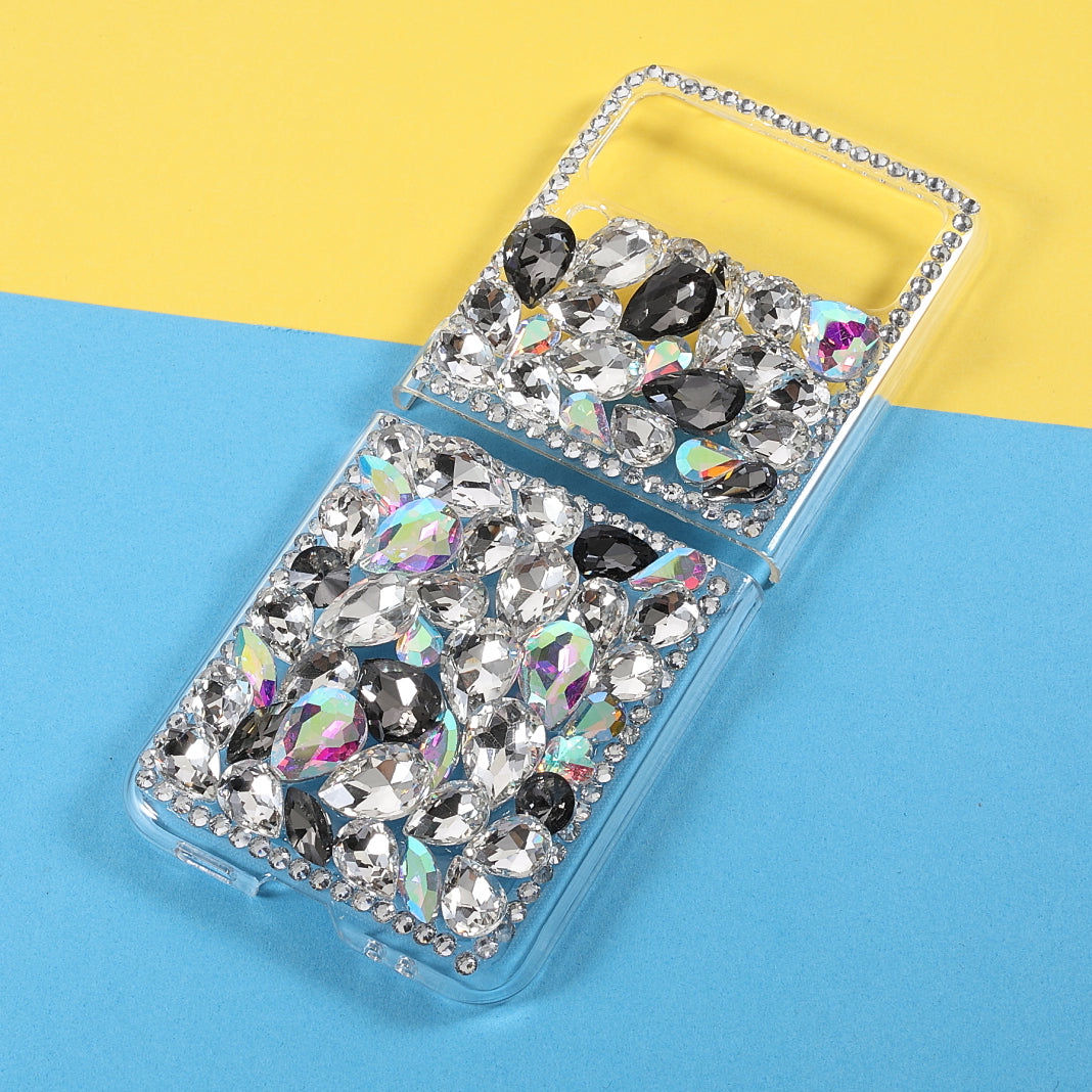 2-Piece Design Rhinestone Decoration Hard PC Cover Shell for Samsung Galaxy Z Flip3 5G