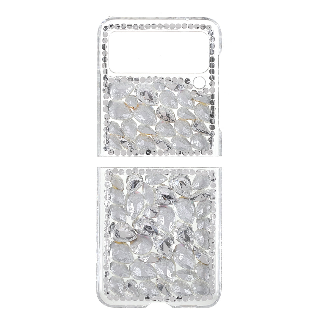 2-Piece Design Rhinestone Decoration Hard PC Cover Shell for Samsung Galaxy Z Flip3 5G