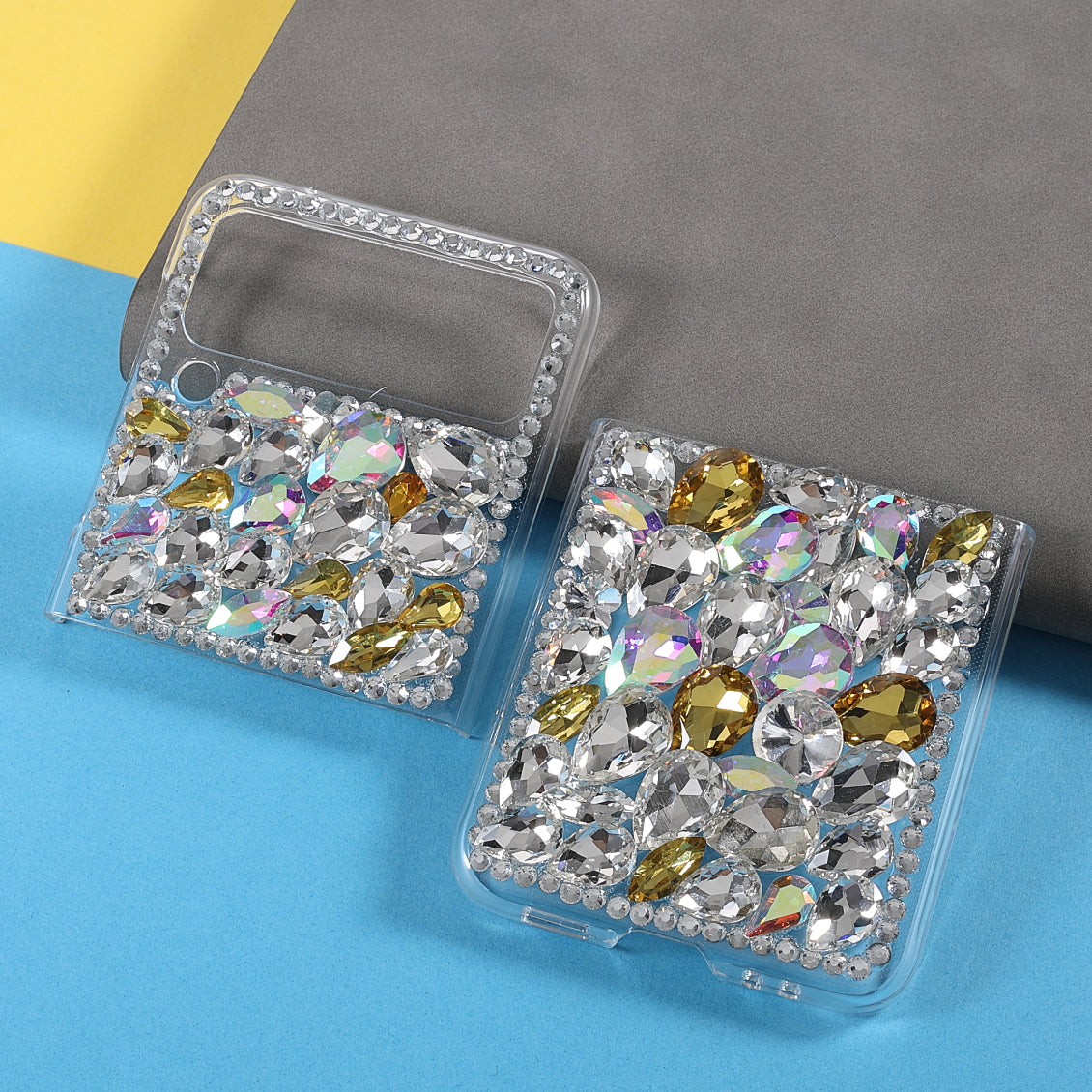 2-Piece Design Rhinestone Decoration Hard PC Cover Shell for Samsung Galaxy Z Flip3 5G