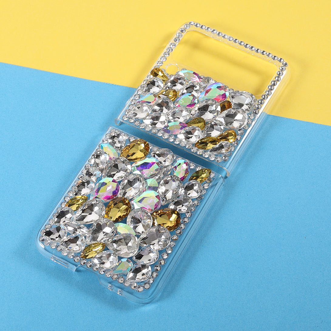 2-Piece Design Rhinestone Decoration Hard PC Cover Shell for Samsung Galaxy Z Flip3 5G