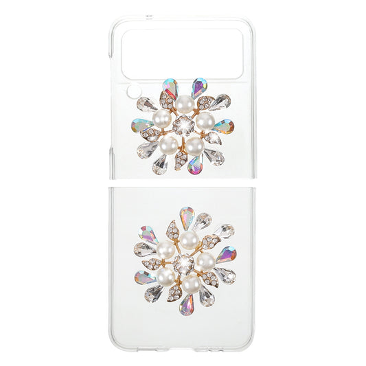 2-Pieces Design Anti-Collision Rhinestone Decoration PC + TPU Hybrid Cover Shell for Samsung Galaxy Z Flip3 5G