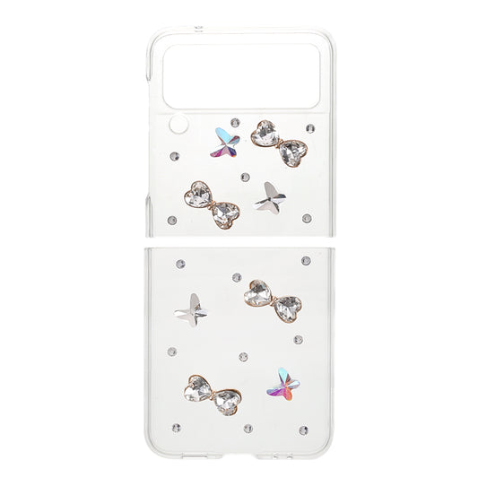 2-Pieces Design Anti-Collision Rhinestone Decoration PC + TPU Hybrid Cover Shell for Samsung Galaxy Z Flip3 5G