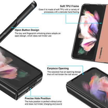 LC.IMEEKE PU Leather Coated Hard PC Phone Case Anti-Drop Back Cover Shell for Samsung Galaxy Z Fold3 5G