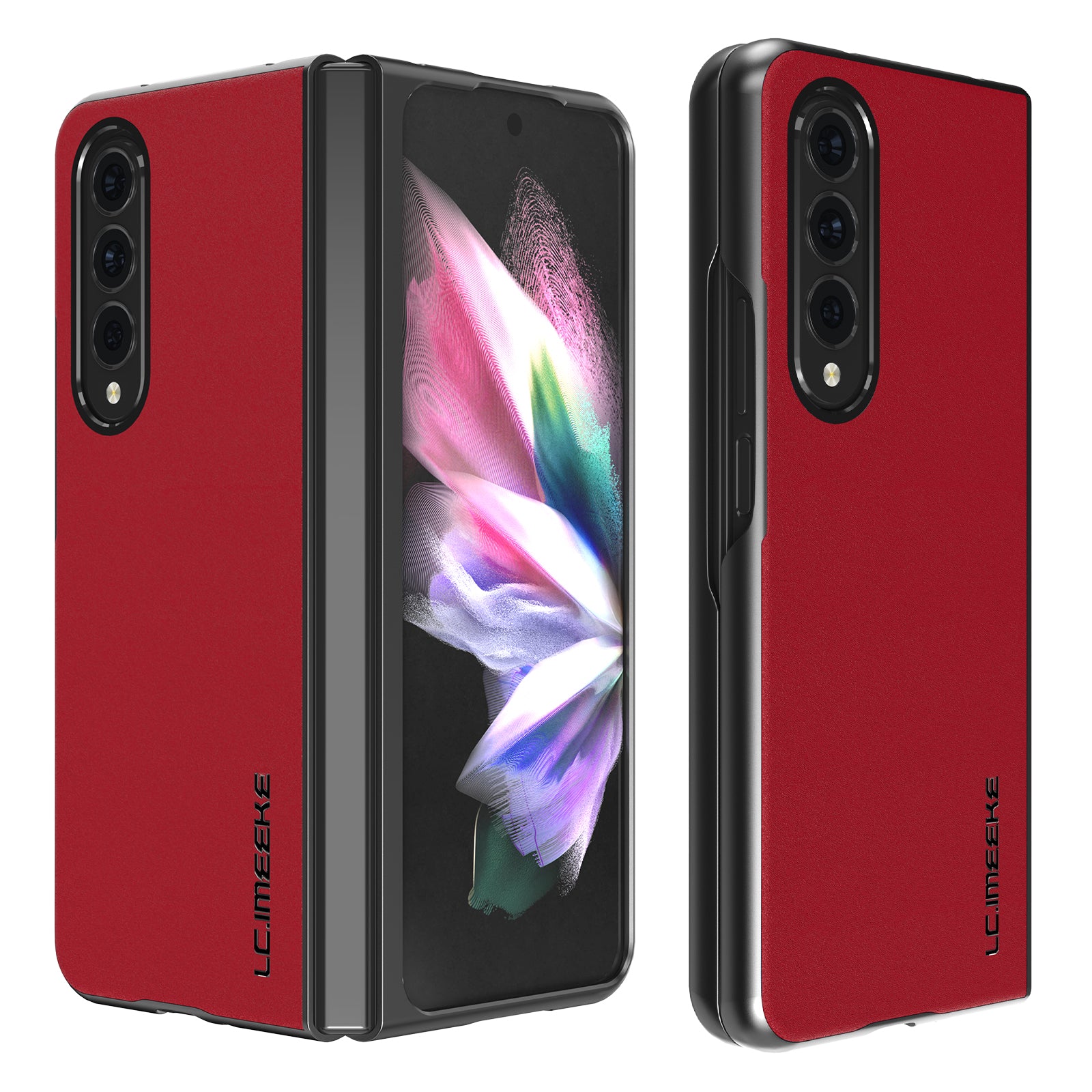 LC.IMEEKE PU Leather Coated Hard PC Phone Case Anti-Drop Back Cover Shell for Samsung Galaxy Z Fold3 5G