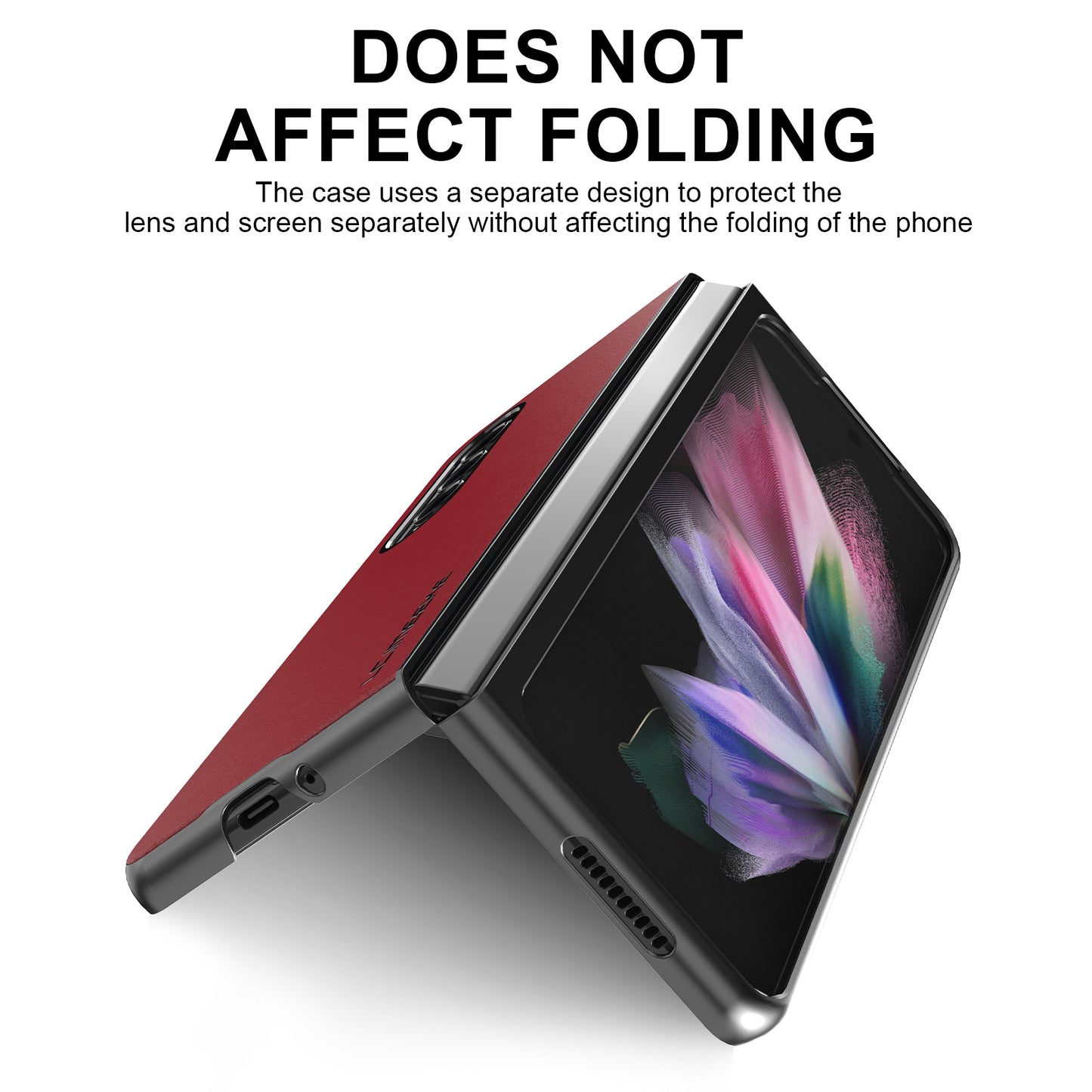 LC.IMEEKE PU Leather Coated Hard PC Phone Case Anti-Drop Back Cover Shell for Samsung Galaxy Z Fold3 5G
