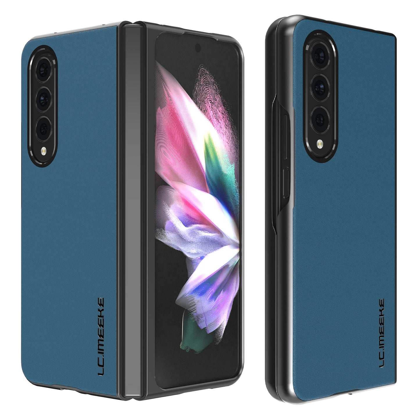 LC.IMEEKE PU Leather Coated Hard PC Phone Case Anti-Drop Back Cover Shell for Samsung Galaxy Z Fold3 5G