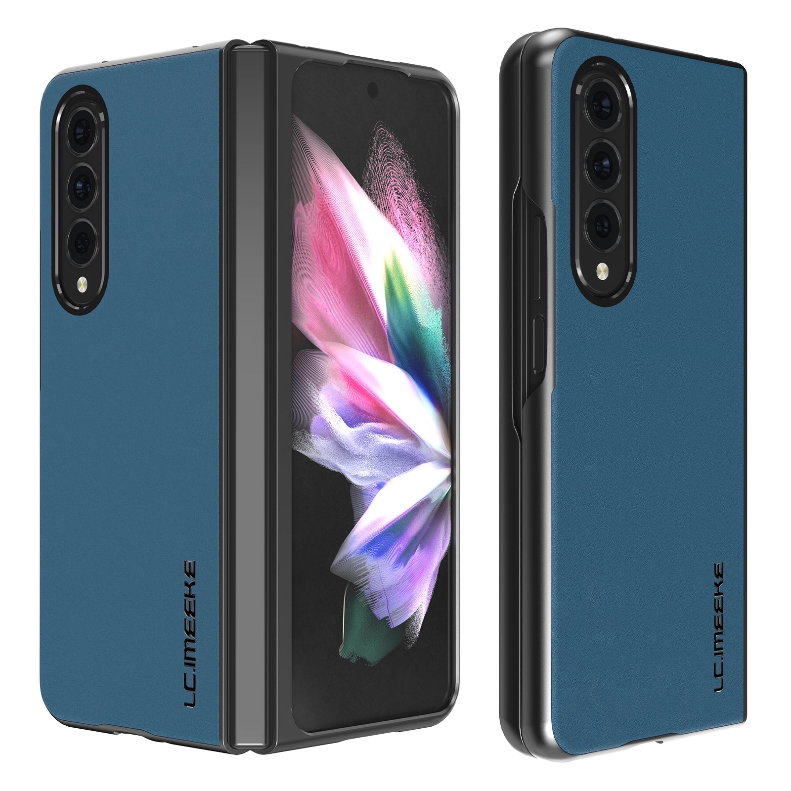 LC.IMEEKE PU Leather Coated Hard PC Phone Case Anti-Drop Back Cover Shell for Samsung Galaxy Z Fold3 5G
