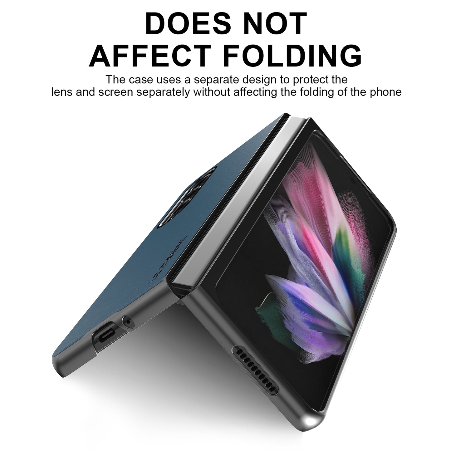 LC.IMEEKE PU Leather Coated Hard PC Phone Case Anti-Drop Back Cover Shell for Samsung Galaxy Z Fold3 5G