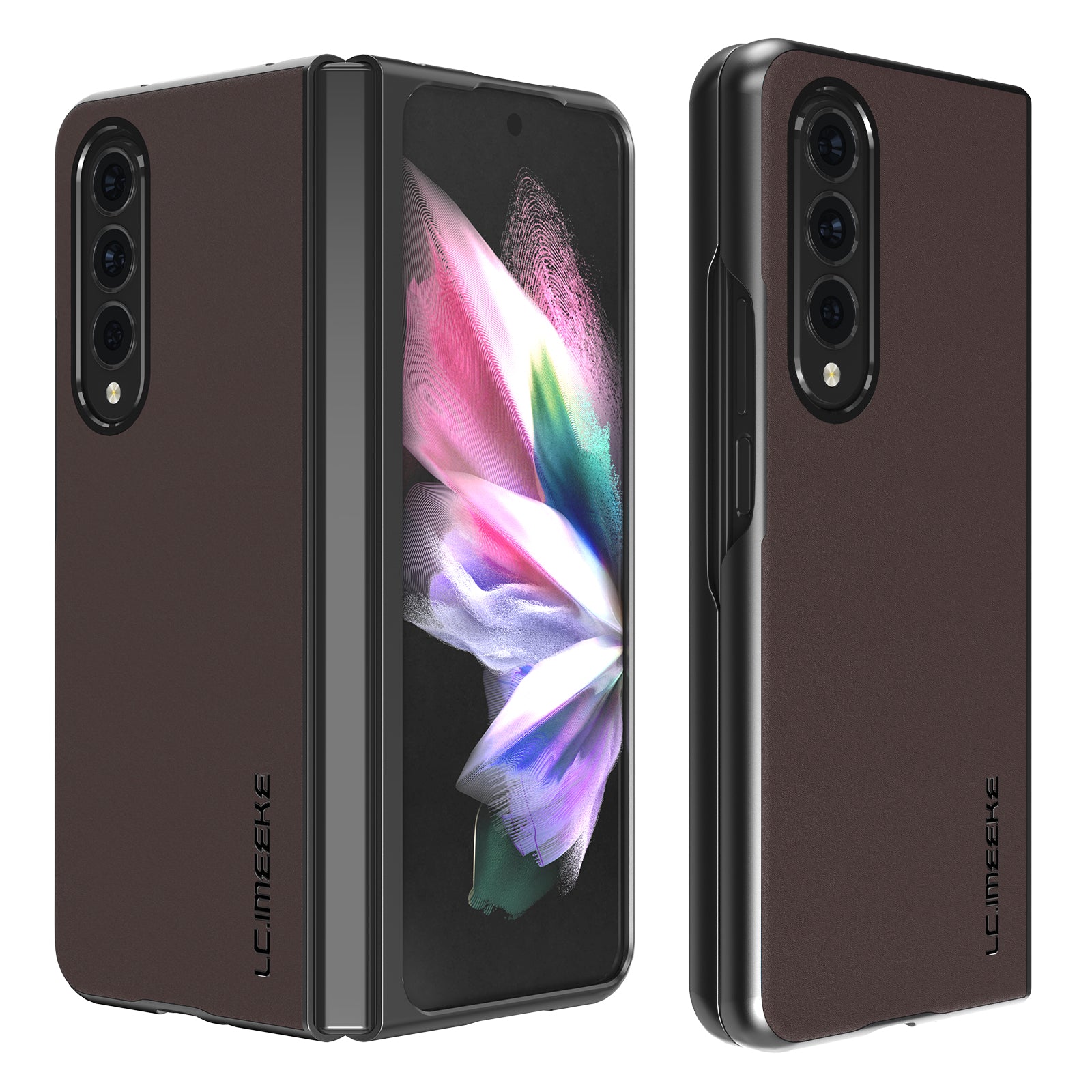 LC.IMEEKE PU Leather Coated Hard PC Phone Case Anti-Drop Back Cover Shell for Samsung Galaxy Z Fold3 5G