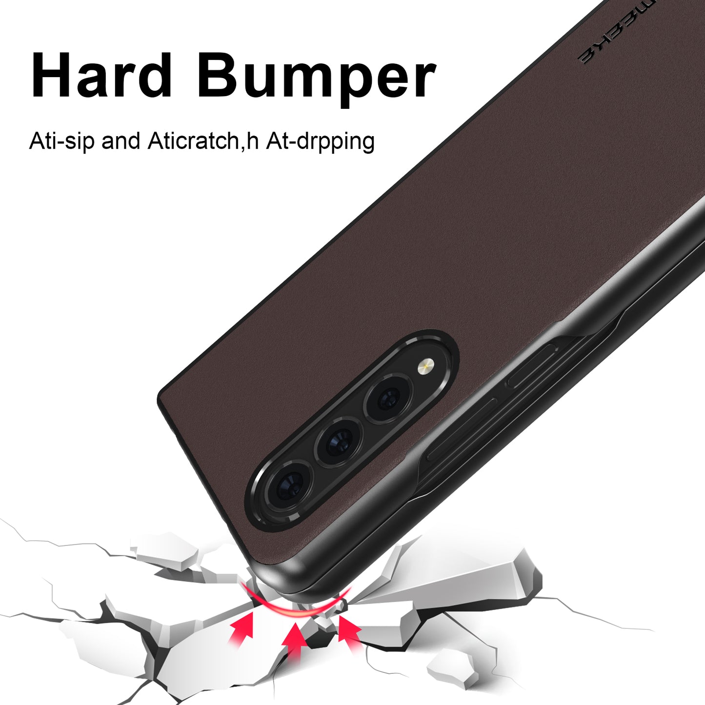 LC.IMEEKE PU Leather Coated Hard PC Phone Case Anti-Drop Back Cover Shell for Samsung Galaxy Z Fold3 5G