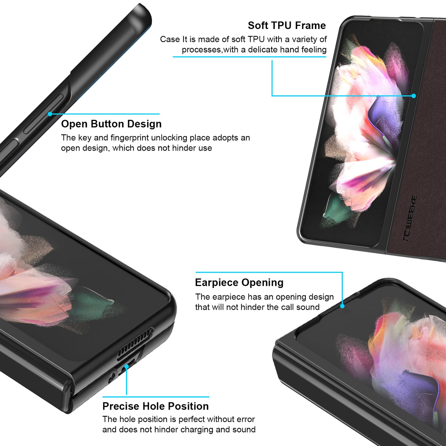 LC.IMEEKE PU Leather Coated Hard PC Phone Case Anti-Drop Back Cover Shell for Samsung Galaxy Z Fold3 5G