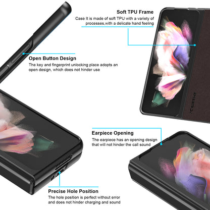 LC.IMEEKE PU Leather Coated Hard PC Phone Case Anti-Drop Back Cover Shell for Samsung Galaxy Z Fold3 5G