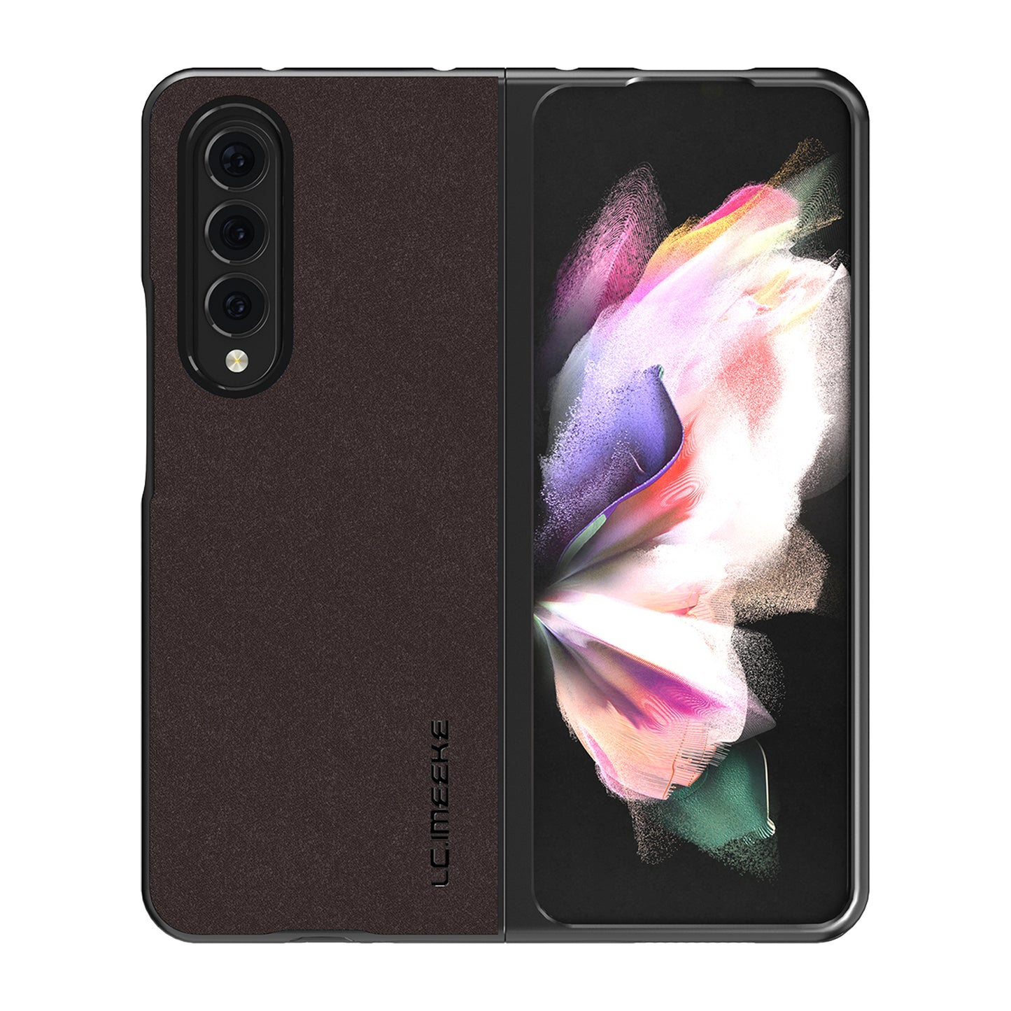 LC.IMEEKE PU Leather Coated Hard PC Phone Case Anti-Drop Back Cover Shell for Samsung Galaxy Z Fold3 5G