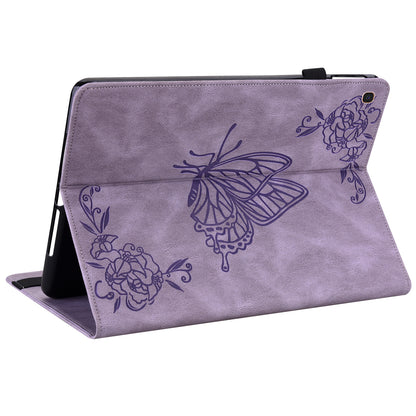 Tablet Case with Imprinted Butterfly Flower Pattern Shockproof PU Leather Stand Cards Slot Cover for Samsung Galaxy Tab A 10.1 (2019) T510 T515