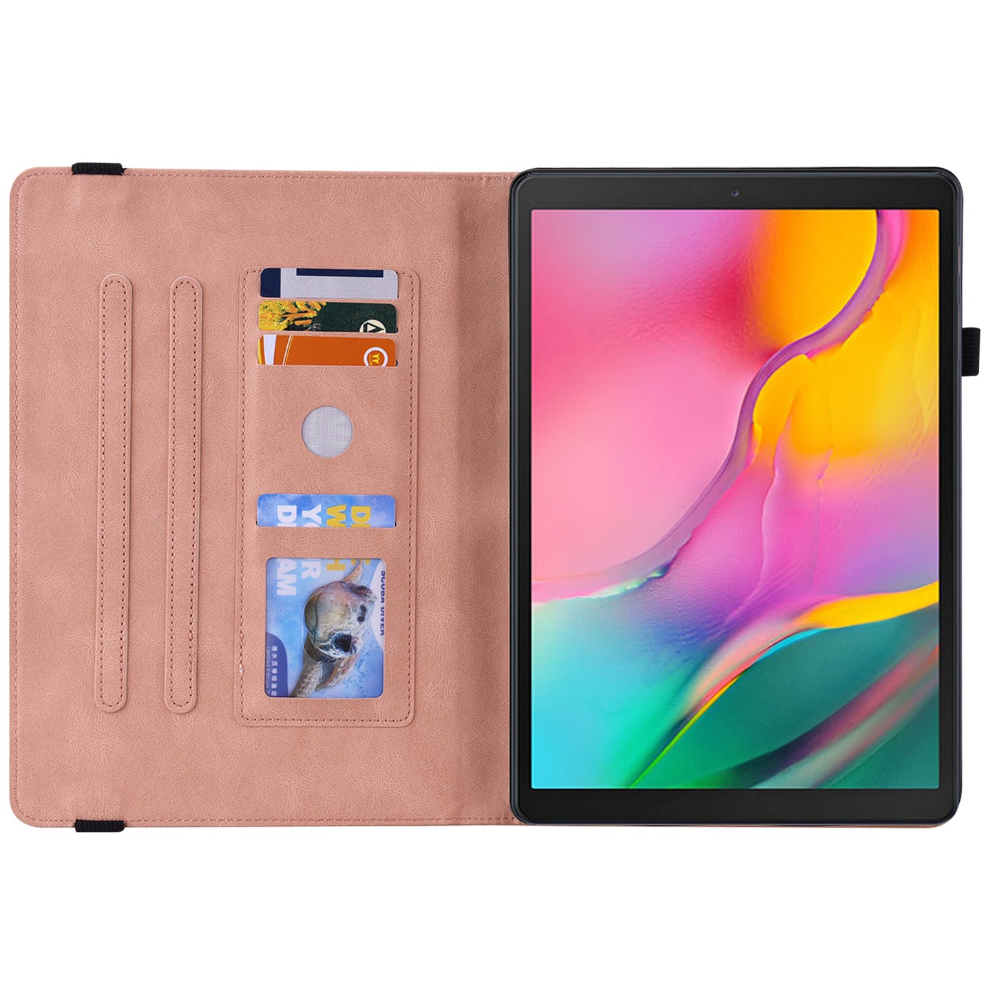 Tablet Case with Imprinted Butterfly Flower Pattern Shockproof PU Leather Stand Cards Slot Cover for Samsung Galaxy Tab A 10.1 (2019) T510 T515
