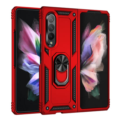 Ring Holder Kickstand Design Anti-fall PC + TPU + Metal Hybrid Phone Cover Shell for Samsung Galaxy Z Fold3 5G