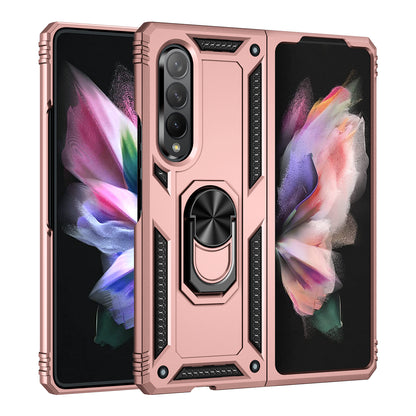 Ring Holder Kickstand Design Anti-fall PC + TPU + Metal Hybrid Phone Cover Shell for Samsung Galaxy Z Fold3 5G