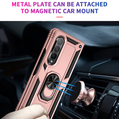 Ring Holder Kickstand Design Anti-fall PC + TPU + Metal Hybrid Phone Cover Shell for Samsung Galaxy Z Fold3 5G
