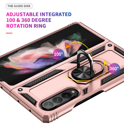 Ring Holder Kickstand Design Anti-fall PC + TPU + Metal Hybrid Phone Cover Shell for Samsung Galaxy Z Fold3 5G