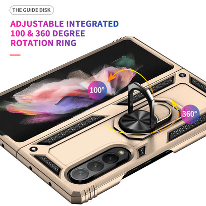 Ring Holder Kickstand Design Anti-fall PC + TPU + Metal Hybrid Phone Cover Shell for Samsung Galaxy Z Fold3 5G