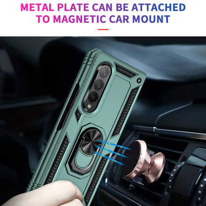 Ring Holder Kickstand Design Anti-fall PC + TPU + Metal Hybrid Phone Cover Shell for Samsung Galaxy Z Fold3 5G