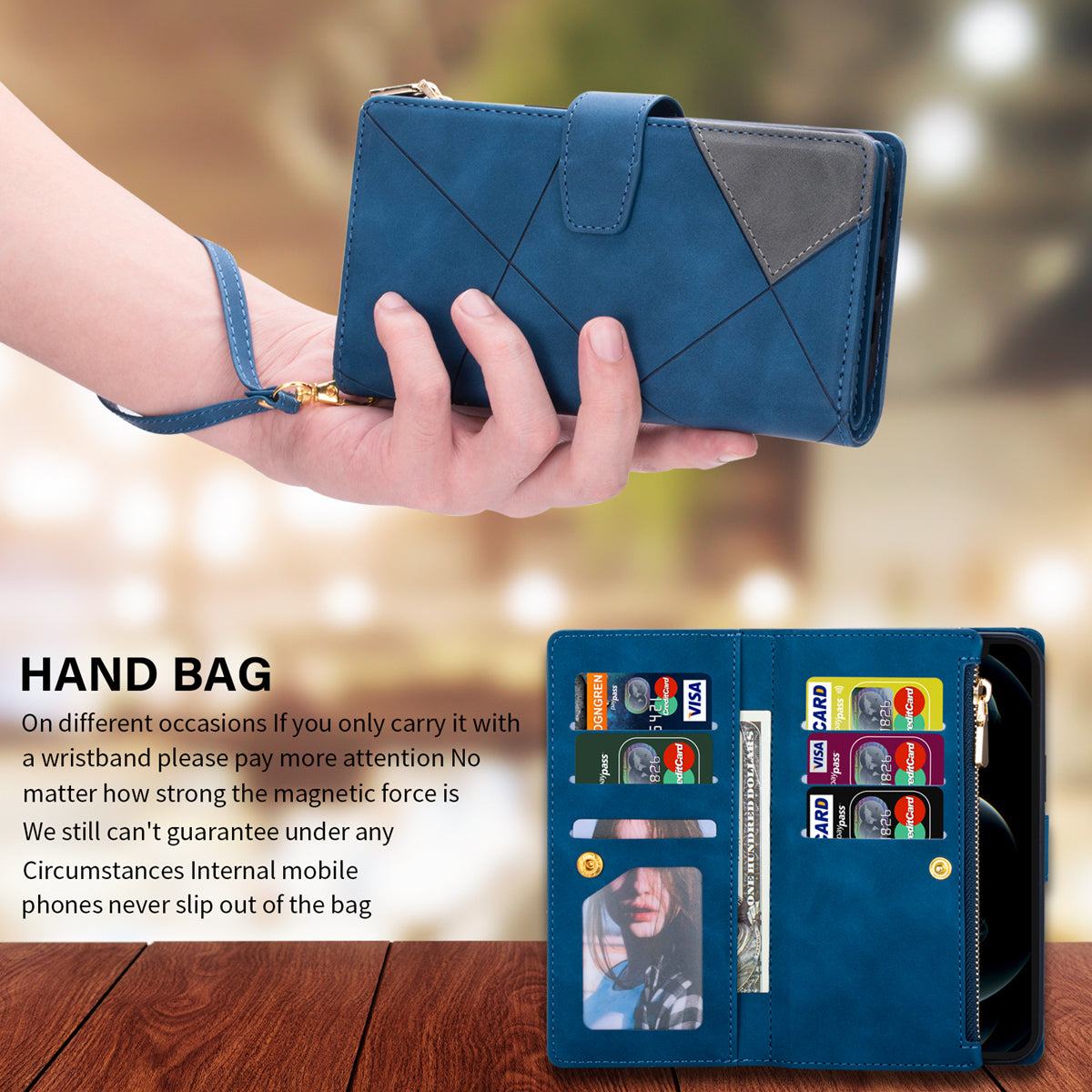 Color Splicing Imprinting Lines Design Leather Phone Cover Wallet Stand Case with Zipper Pocket for Samsung Galaxy Z Fold3 5G