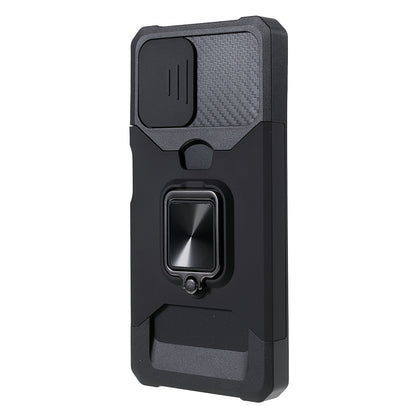 2 in 1 Camera Slider Design Hybrid Phone Case Cover with Kickstand and Card Holder for Samsung Galaxy A22 4G (EU Version)